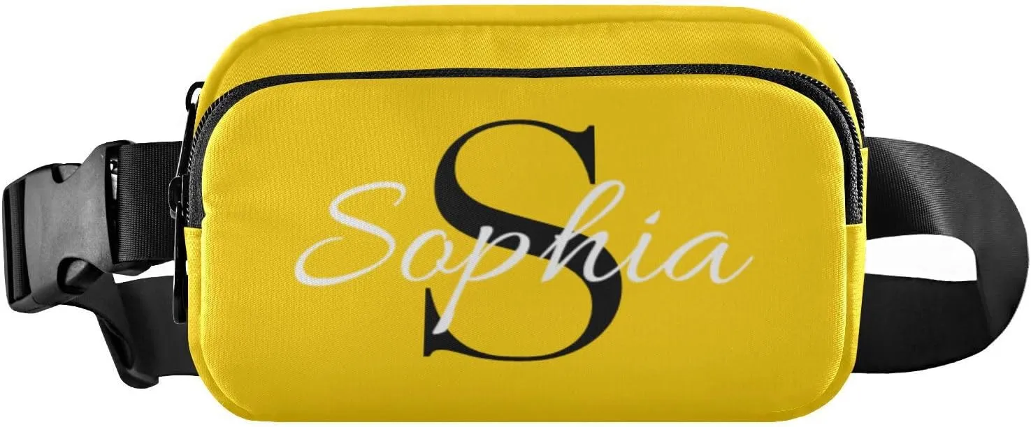Custom Yellow Fanny Pack for Women Men Personalizied Belt Bag Crossbody Waist Pouch Waterproof Everywhere Purse Fashion Sling Bag for Travelling Running