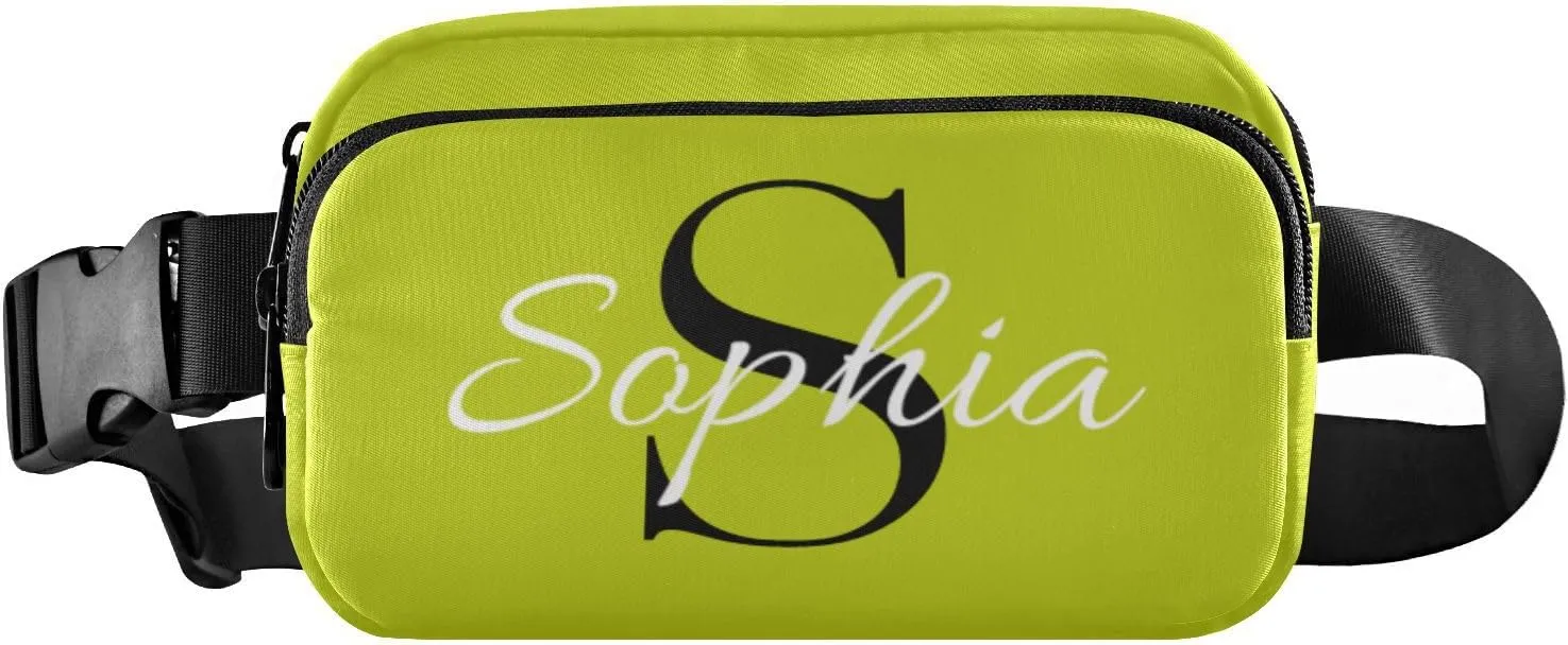 Custom Yellow Green Fanny Pack for Women Men Personalizied Belt Bag Crossbody Waist Pouch Waterproof Everywhere Purse Fashion Sling Bag for Casual Workout