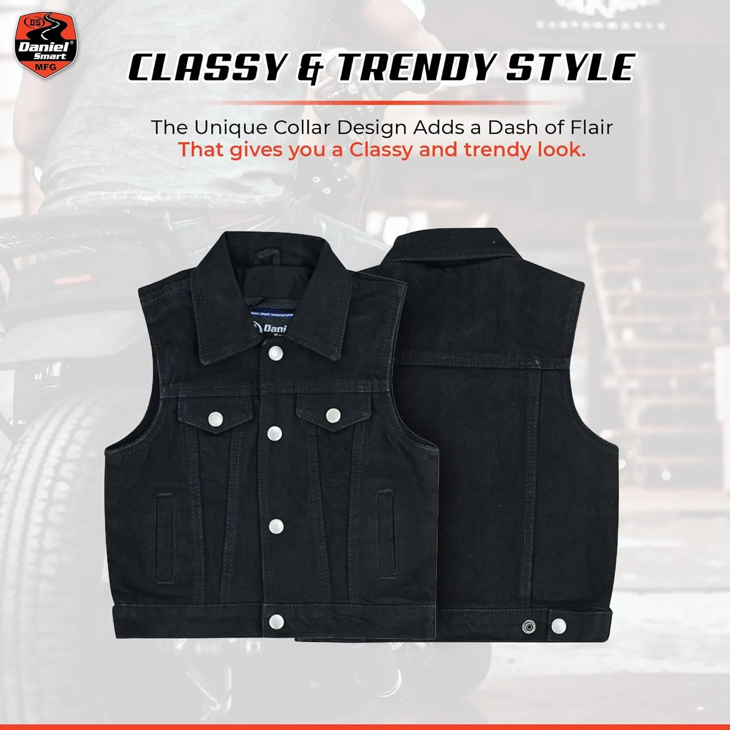 Daniel Smart Kids Jean Vest Premium Quality Denim Vest Kids with Unique Design and Multiple Pockets