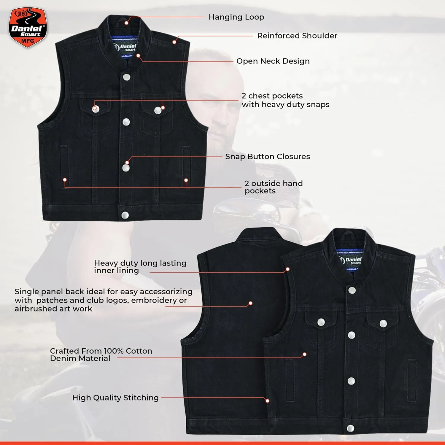 Daniel Smart Kids Jean Vest Premium Quality Denim Vest Kids with Unique Design and Multiple Pockets