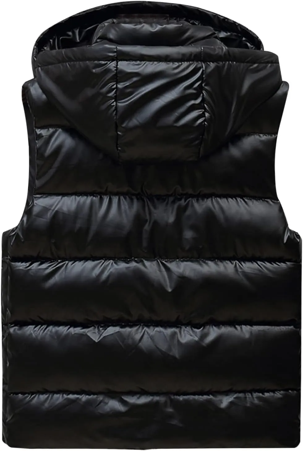 Dgoopd Puffer Vest Men Shiny Hooded Reflective Down Jacket Padded Jacket Vest Thick Quilted Puffer Coat Winter Warm Vest