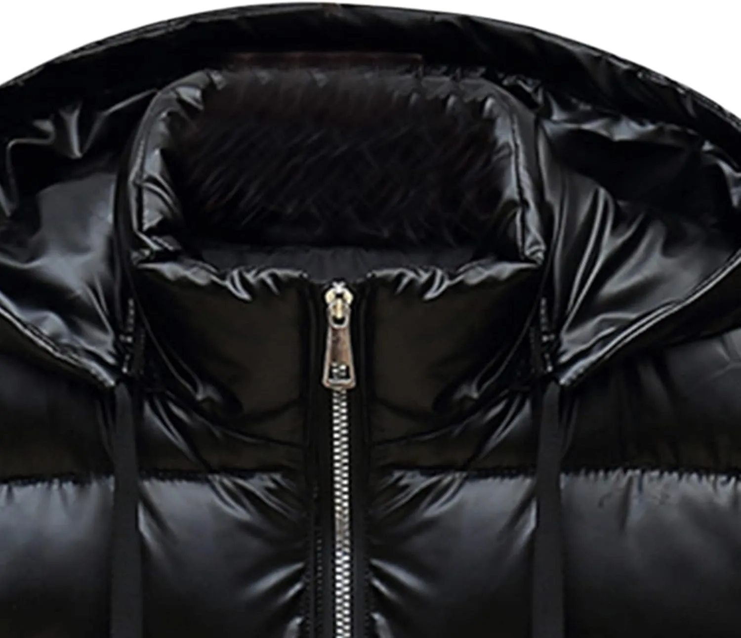 Dgoopd Puffer Vest Men Shiny Hooded Reflective Down Jacket Padded Jacket Vest Thick Quilted Puffer Coat Winter Warm Vest
