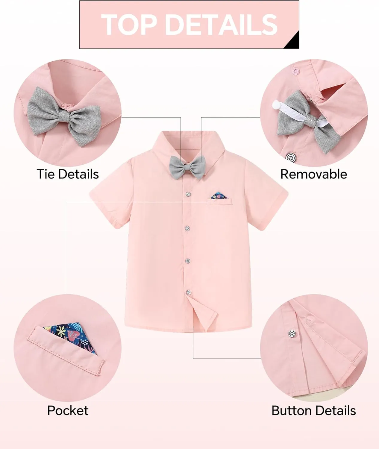 DISAUR Boys Suits 3 Pieces Formal Dress Shirt with Bowtie Suspender Pants Boy Gentleman Outfits Set 4-8 Years