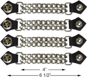 Dream Apparel 4 Pcs Per Set Texas Star Vest Extender Chrome Double Diamond Cut Chrome Chain