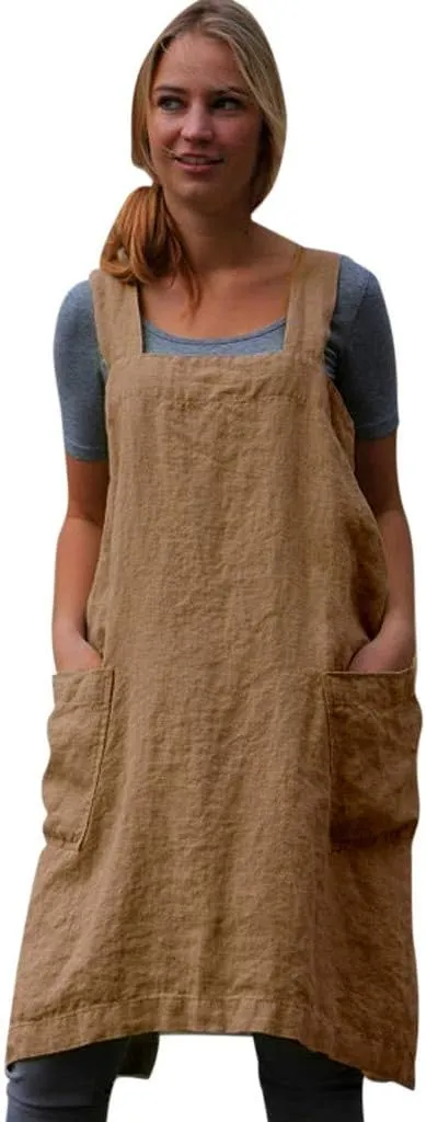Dresses for Women 2024 Plus Size Pinafore Garden Cotton Dress Work Apron Pinafore Women's Maxi Dress for Women Plus Size