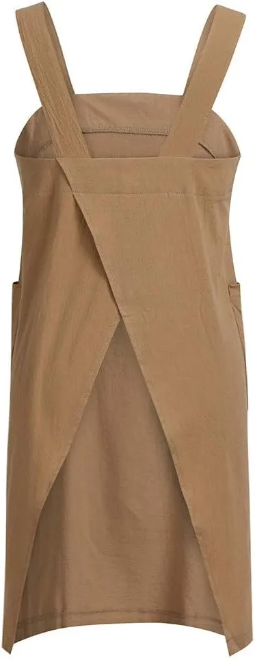 Dresses for Women 2024 Plus Size Pinafore Garden Cotton Dress Work Apron Pinafore Women's Maxi Dress for Women Plus Size