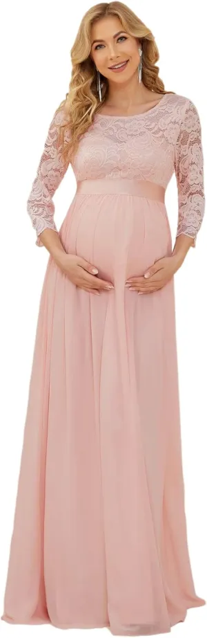 Ever-Pretty Women's 3/4 Sleeve A-line Lace Embroidery Chiffon Maternity Party Dress 20797