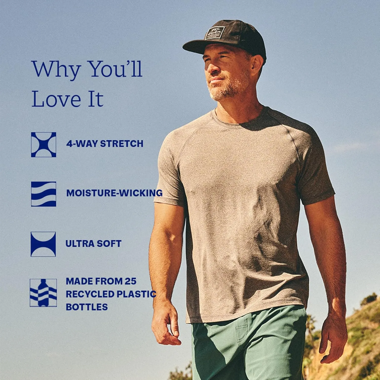 Fair Harbor The BreezeKnit Performance Tee  Men's Ultrasoft Performance T-Shirt  Quick Dry, Moisture Wicking Fabric