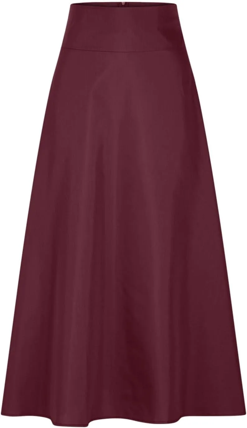 fartey Womens Maxi Skirt A-Line Pleated High Waist Long Skirts Full Ankle Length Flowy Swing Elegant Casual Fall Skirts