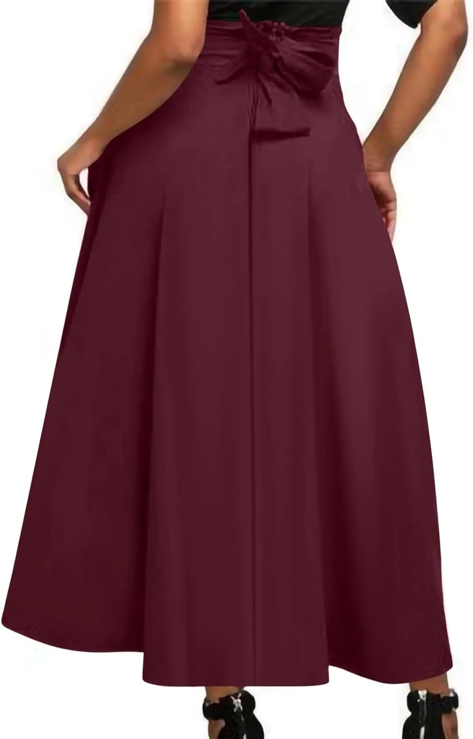fartey Womens Maxi Skirt A-Line Pleated High Waist Long Skirts Full Ankle Length Flowy Swing Elegant Casual Fall Skirts