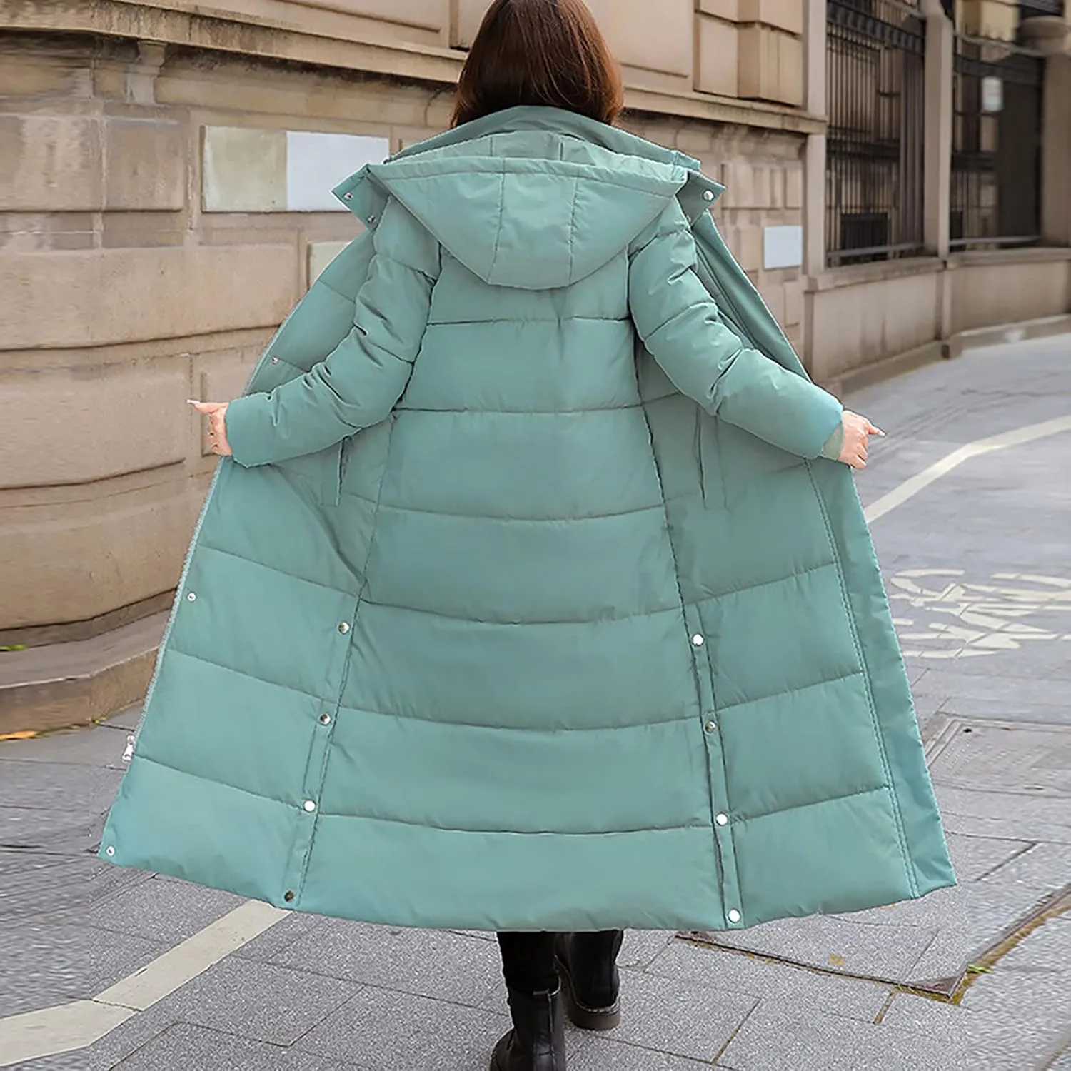 Fashion Lengthened Thickened Puffer Jackets Warm Winter Coats for Women Medium Length Down Cotton Jacket Hood Outwear
