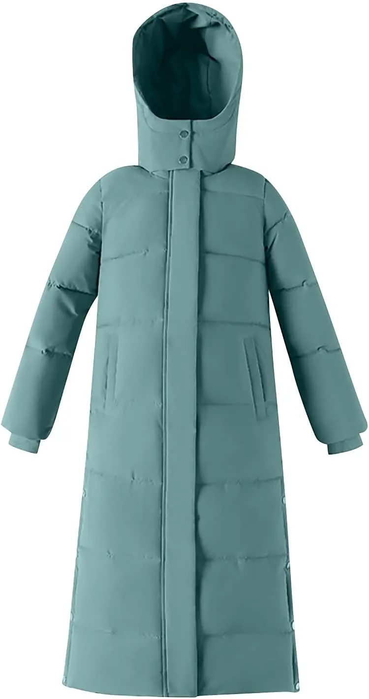 Fashion Lengthened Thickened Puffer Jackets Warm Winter Coats for Women Medium Length Down Cotton Jacket Hood Outwear