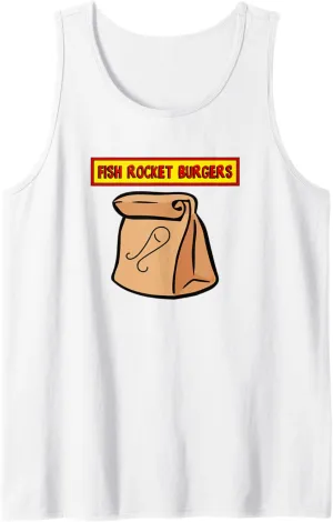 Fish Rocket Burgers Paper Bag Sack Funny Family Show Tank Top