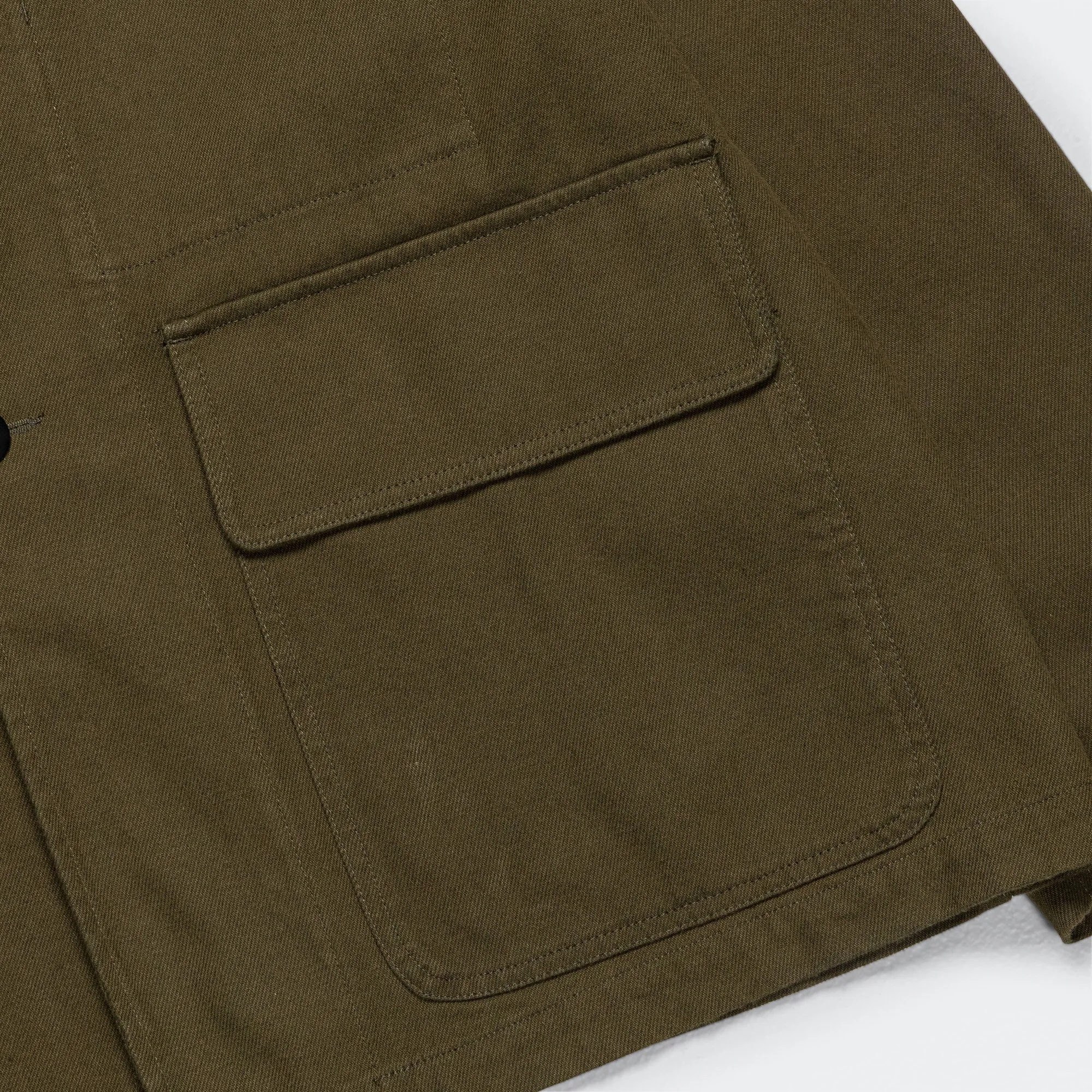 Flap Pocket Blazer - Cotton Wool Drill Moss