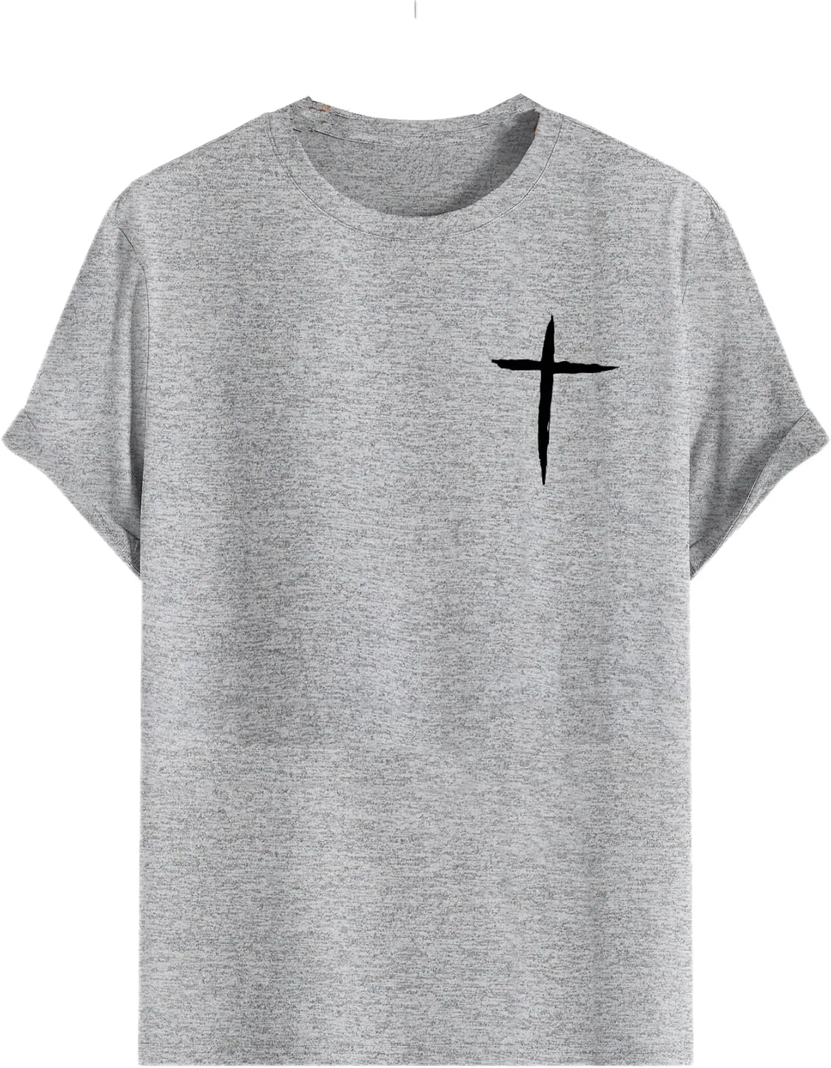 Floerns Men's Cross Print Short Sleeve T Shirt Crewneck Tee Shirts