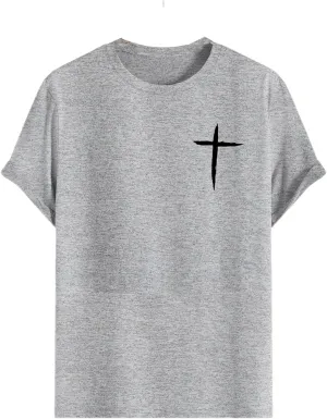 Floerns Men's Cross Print Short Sleeve T Shirt Crewneck Tee Shirts
