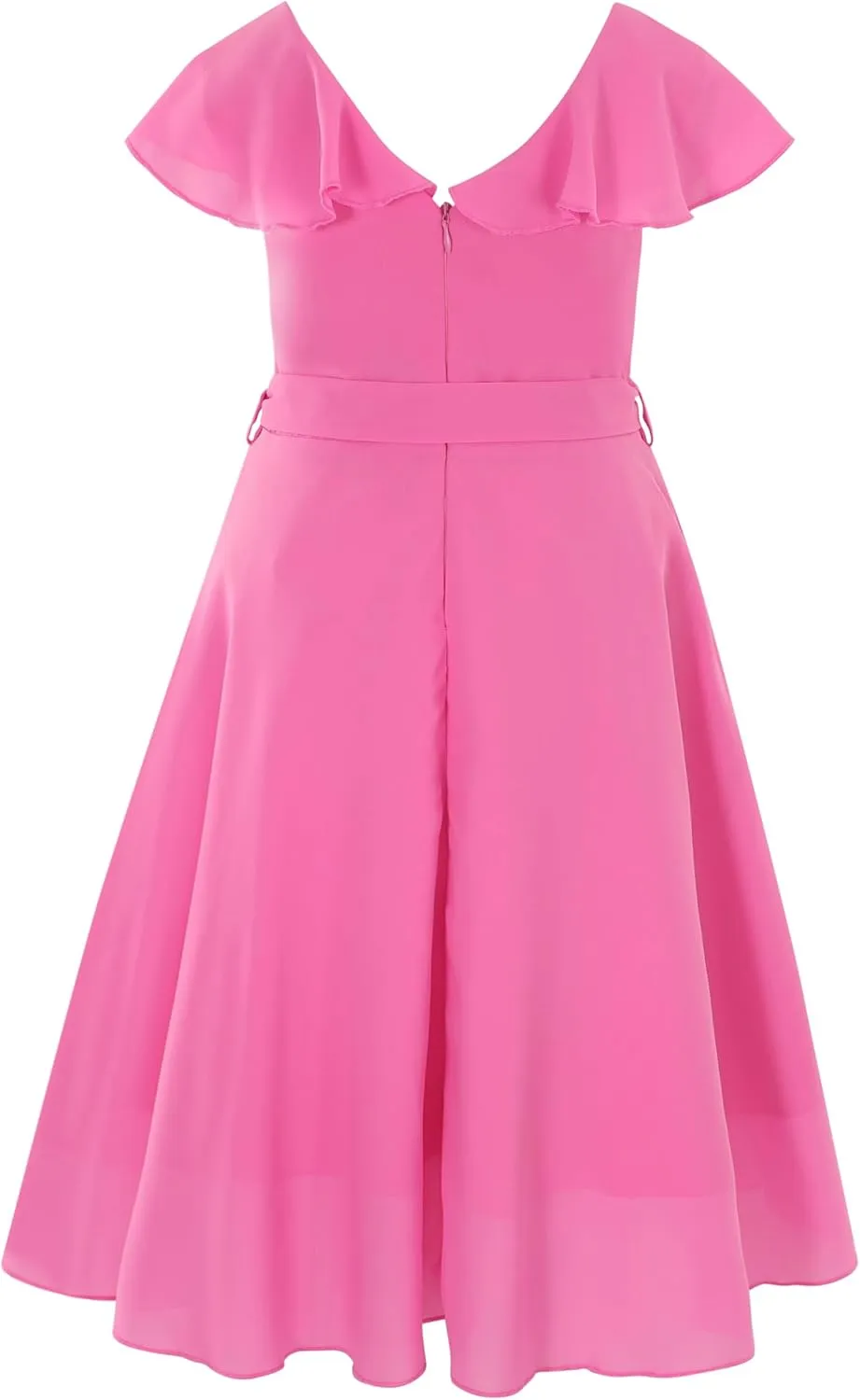 Flofallzique Girls Chiffon Dress Summer Party Wear Ruffle V Neck Wedding Graduation Junior Dress for 5-14 Years