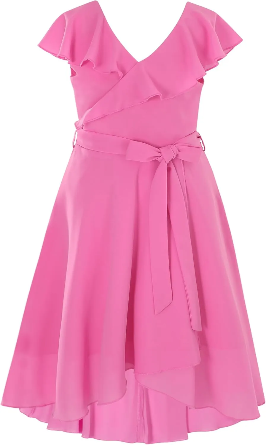 Flofallzique Girls Chiffon Dress Summer Party Wear Ruffle V Neck Wedding Graduation Junior Dress for 5-14 Years