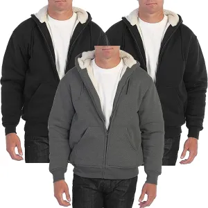 Galaxy by Harvic 3-Pack Men's Heavyweight Sherpa Hoodie - Ultra-Warm Full-Zip Jacket with Cozy Fleece Lining