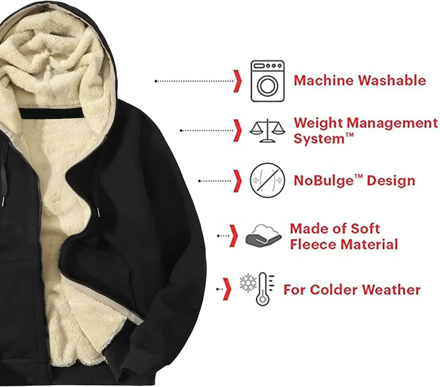 Galaxy by Harvic 3-Pack Men's Heavyweight Sherpa Hoodie - Ultra-Warm Full-Zip Jacket with Cozy Fleece Lining