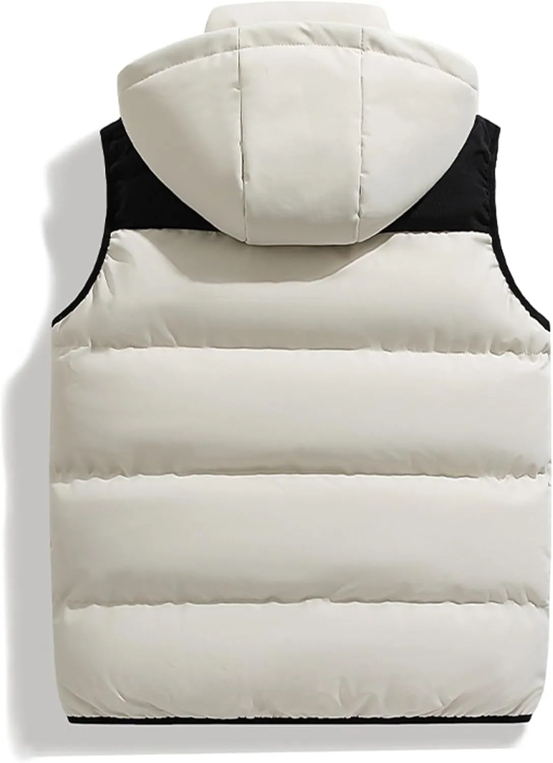 Gihuo Mens Winter Puffer Vest Color Block Hooded Sleeveless Quilted Jacket Zip Up Padded Coats Outerwear