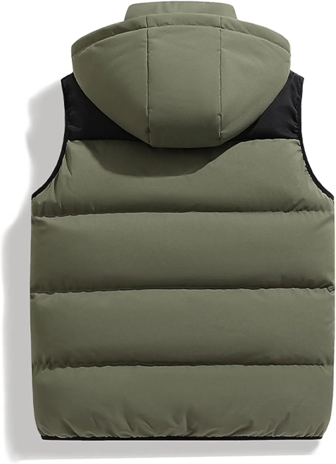 Gihuo Mens Winter Puffer Vest Color Block Hooded Sleeveless Quilted Jacket Zip Up Padded Coats Outerwear