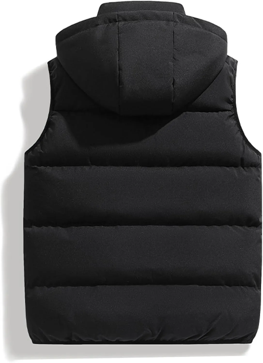 Gihuo Mens Winter Puffer Vest Color Block Hooded Sleeveless Quilted Jacket Zip Up Padded Coats Outerwear