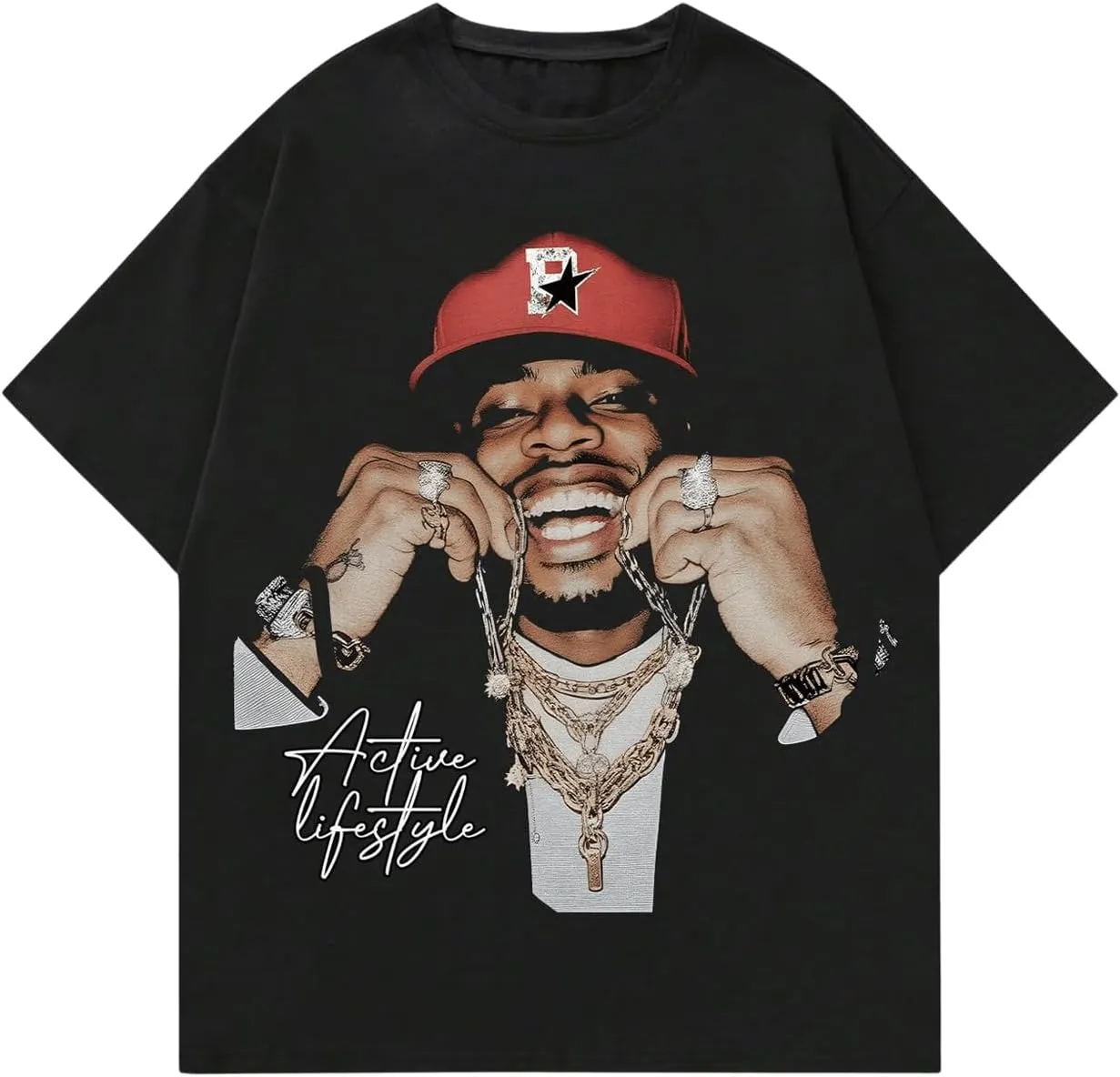 GORGLITTER Men's Graphic Tee Oversized Crewneck Short Sleeve Y2K T Shirt