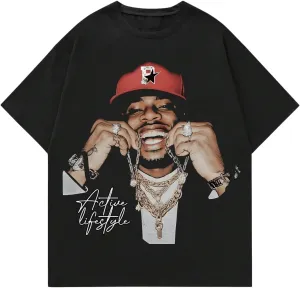 GORGLITTER Men's Graphic Tee Oversized Crewneck Short Sleeve Y2K T Shirt
