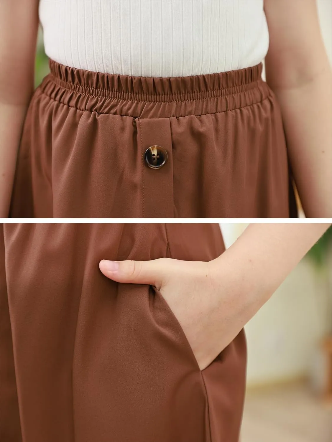 GORLYA Girls A-Line Elastic High Waist Pleated Swing Maxi Skirt with Pockets for 4-14T