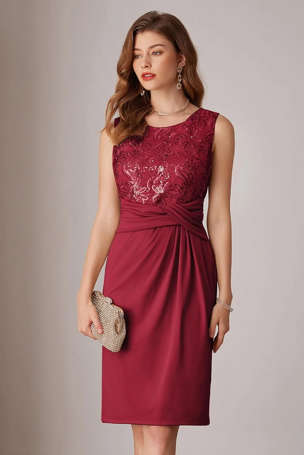 GRACE KARIN Women's Sequin Dress Two Piece Mother of The Bride Dresses with Jacket Lace Formal Wedding Guest Dress