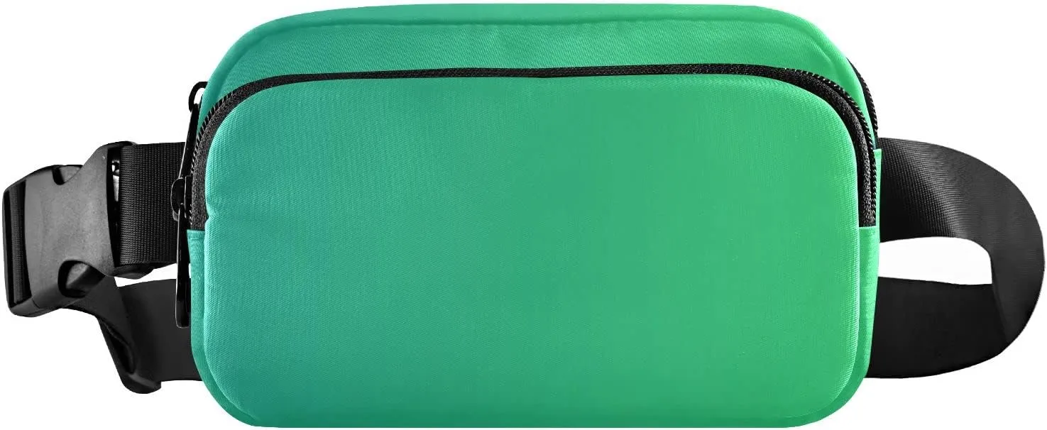 Green Gradient Fanny Pack for Women Men Belt Bag Crossbody Waist Pouch Waterproof Everywhere Purse Fashion Sling Bag for Running Hiking Walking Travel