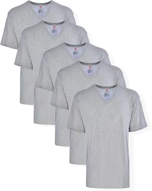 Hanes Men's ComfortSoft V-Neck Tee 5-Pack, Gray, X-Large