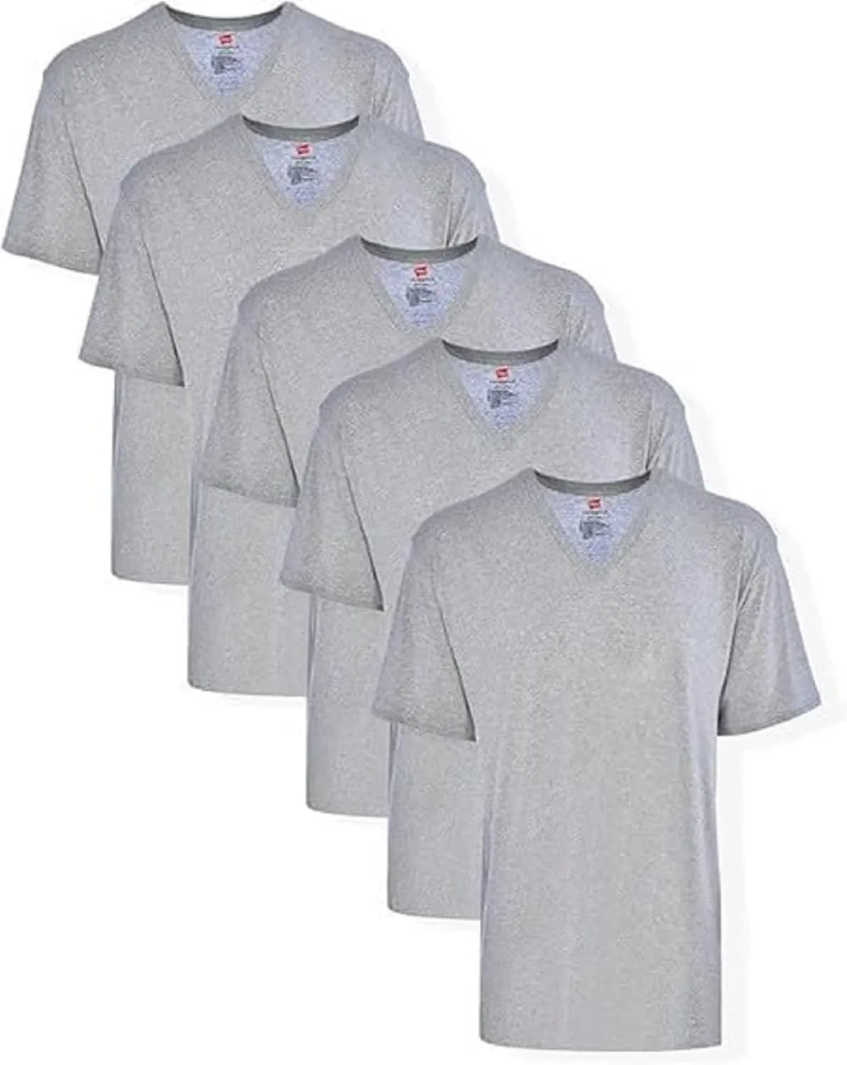 Hanes Men's ComfortSoft V-Neck Tee 5-Pack, Gray, X-Large
