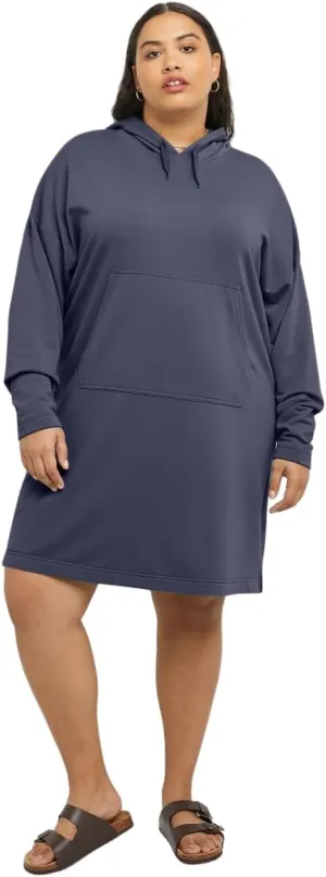 Hanes Women's Originals Soft Brushed Hoodie Dress, Fleece Hooded Dress with Kanga Pocket, Plus Size Available
