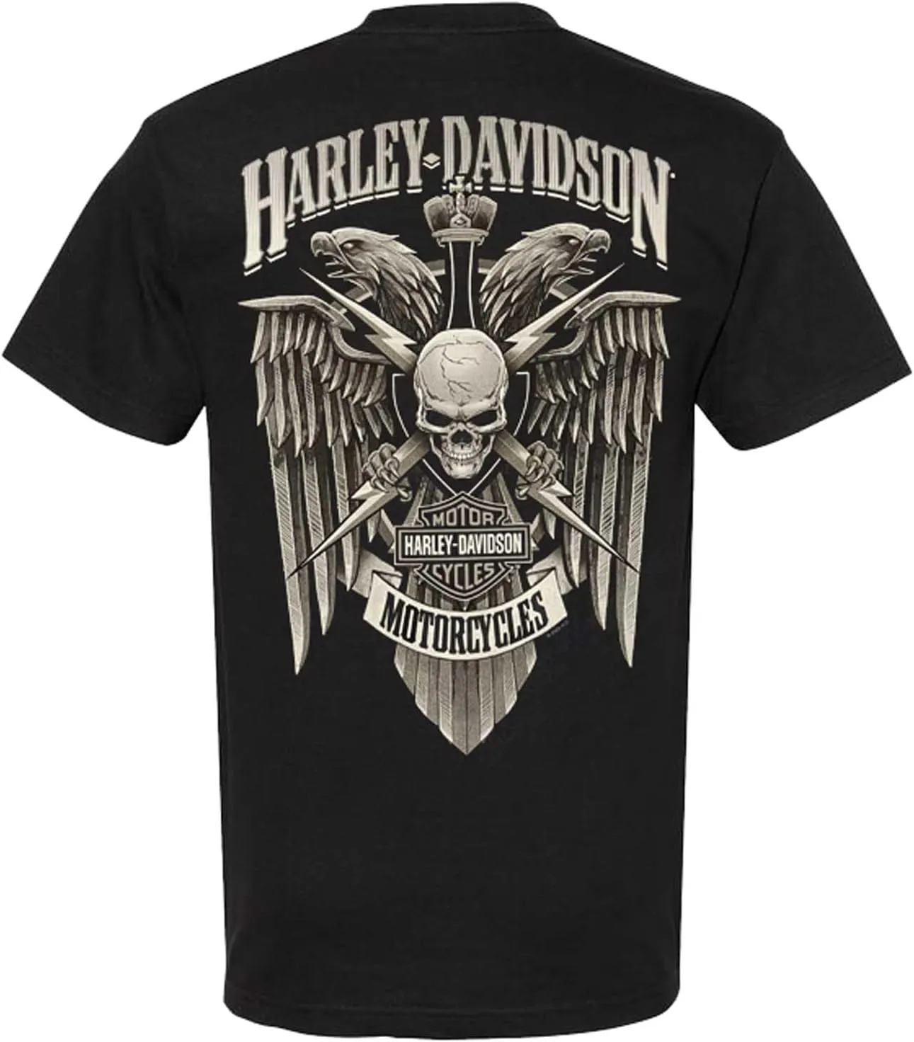 Harley-Davidson Men's Lightning Crest Crew-Neck Short Sleeve Cotton T-Shirt