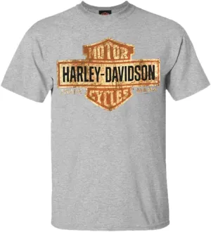 Harley-Davidson Men's Tee, Distressed Bar & Shield T-Shirt, Gray 30296597