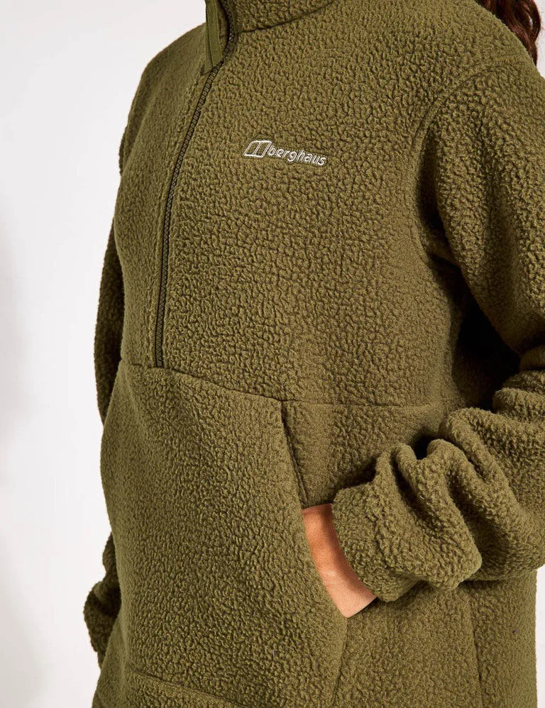 Hawksker Half Zip Sherpa Fleece - Bark Brown