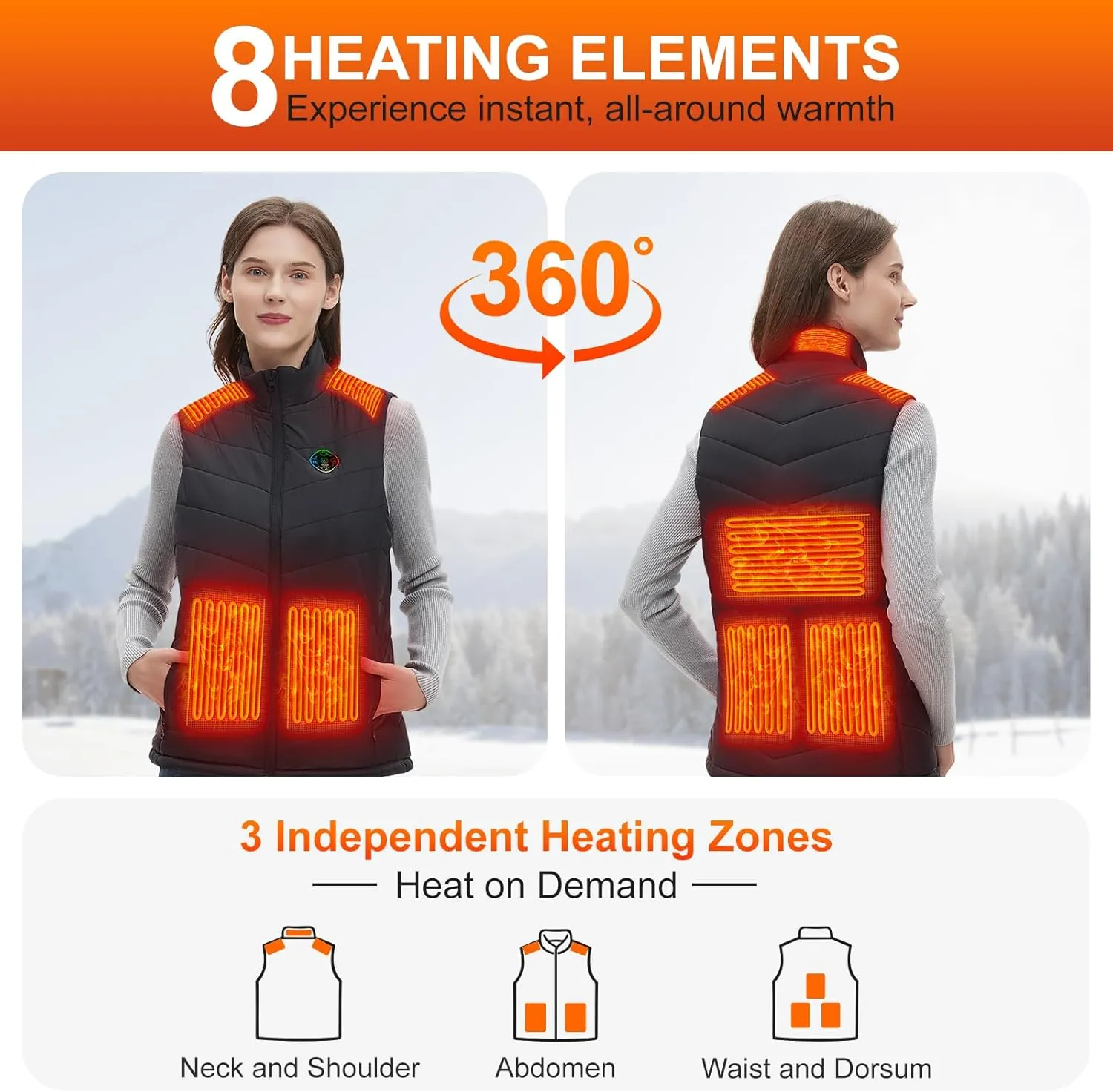 Heated Vest Women with Battery Pack Included, Smart Controller, Light Out Design, Lightweight Electric Heating Jacket