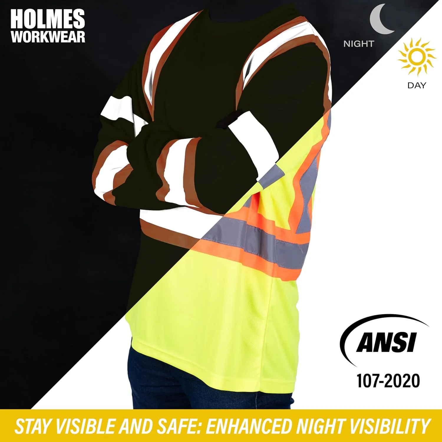 Hi-Vis Mesh Safety Vest, Dual Microphone Loops & Waist Pockets, Yellow, Polyester