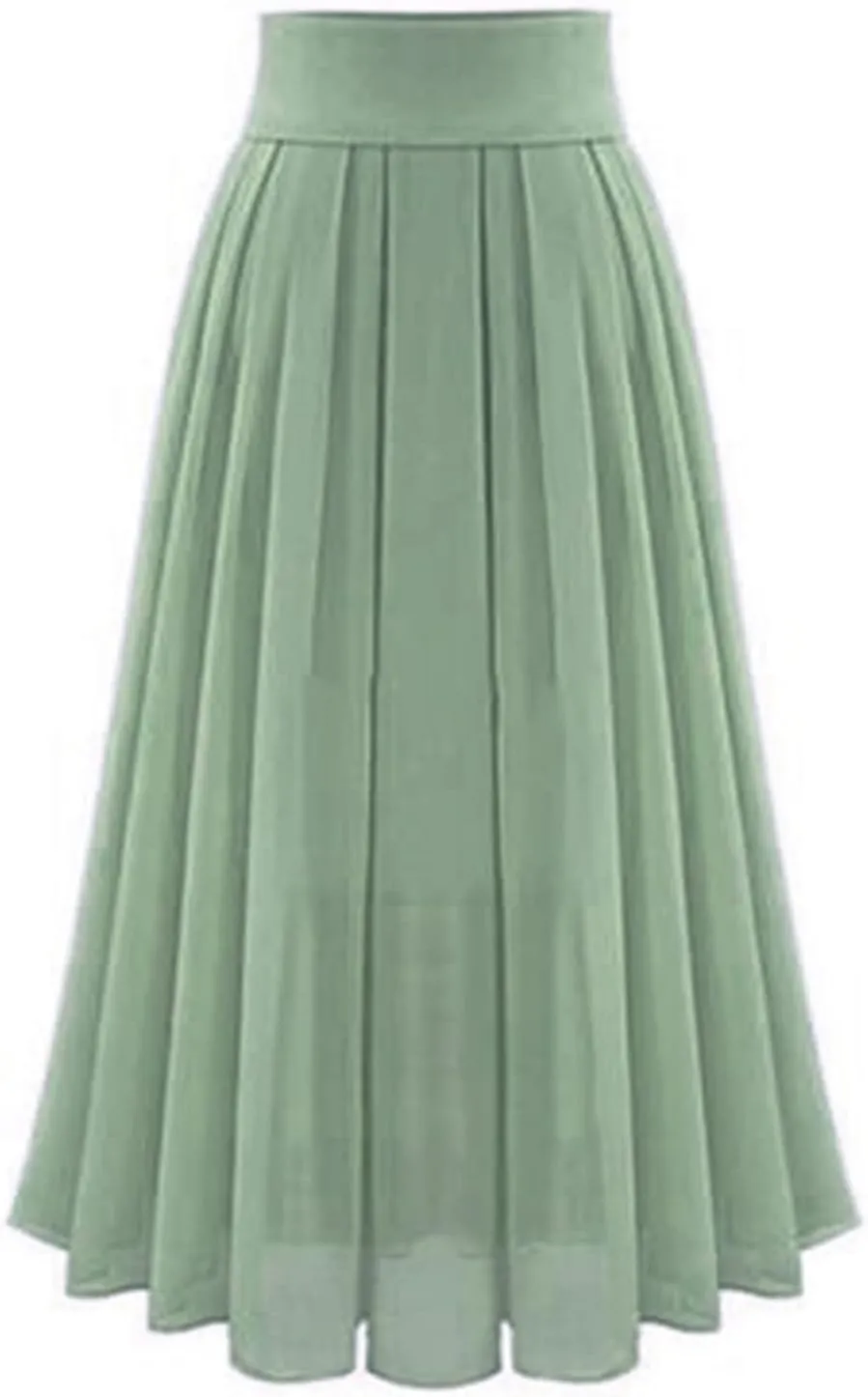 High Waisted Chiffon Skirt for Women Flowy Pleated Ruched Long Skirt Ladies High Waisted Swing Cocktail Maxi Skirt