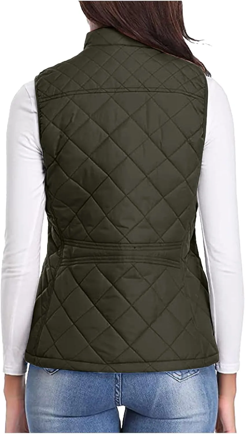 hlysgo Women's Quilted Vest, Stand Collar Lightweight Zip Pockets Padded Gilet Sleeveless Zipper Coat Jacket Outwear