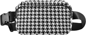 Houndstooth Check Plaid Fanny Pack for Women Men Belt Bag Crossbody Waist Pouch Waterproof Everywhere Purse Fashion Sling Bag for Running Hiking Workout Walking Travel