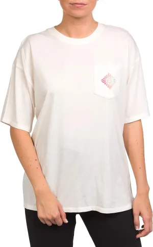 Hurley Womens Belize Washed Oversized Boyfriend Pocket Crew