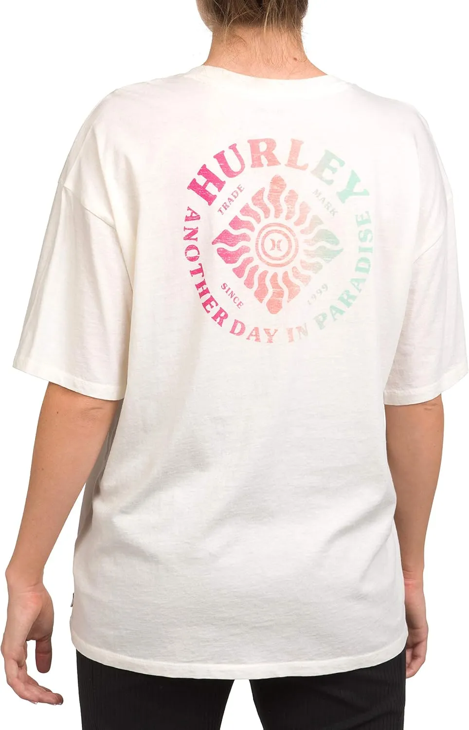 Hurley Womens Belize Washed Oversized Boyfriend Pocket Crew