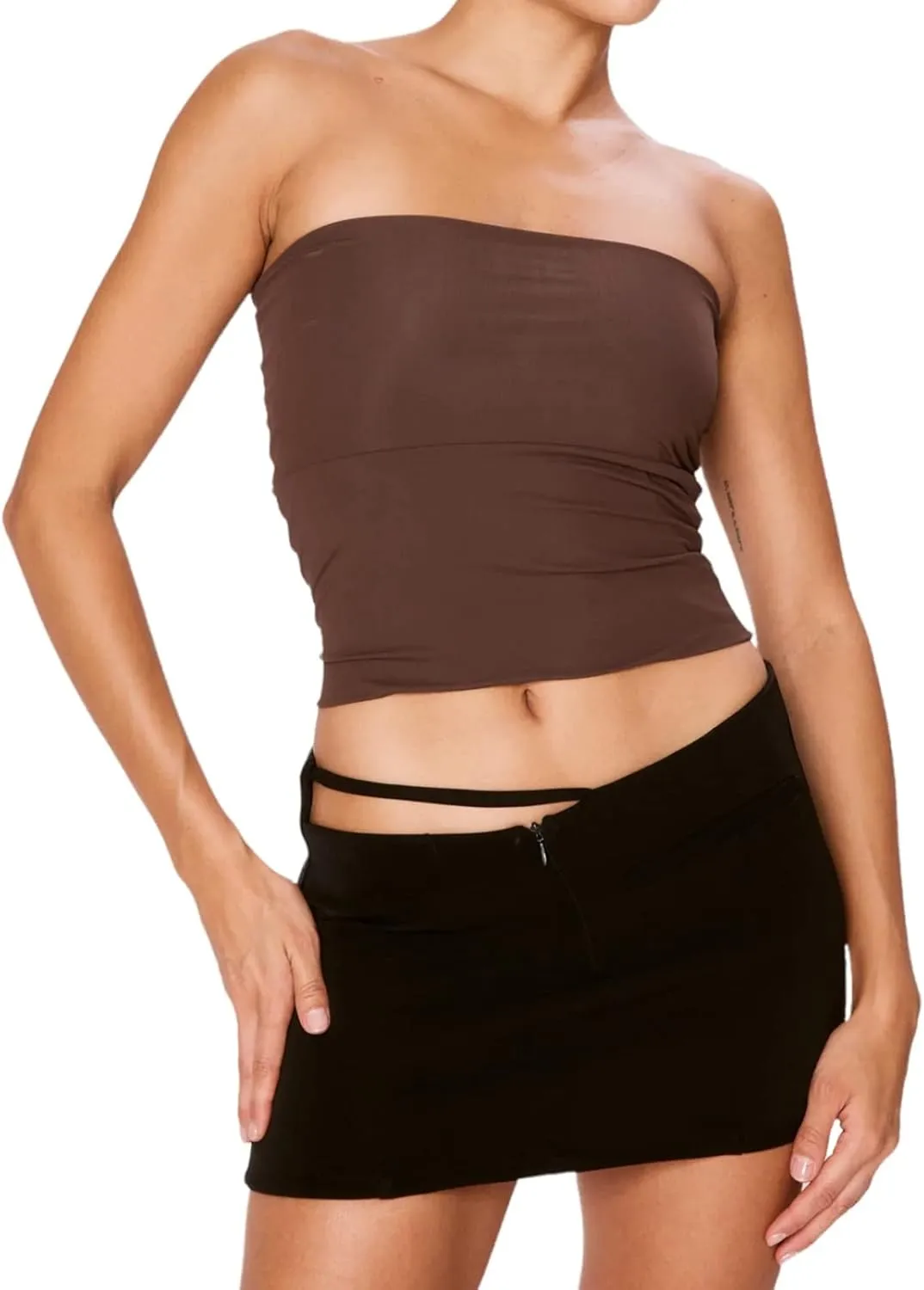 IMISSILLEB Women's Strapless Crop Tops Y2k Sexy Backless Bandeau Tube Top Vest Vintage Camisole Tank Tops Shirt Streetwear