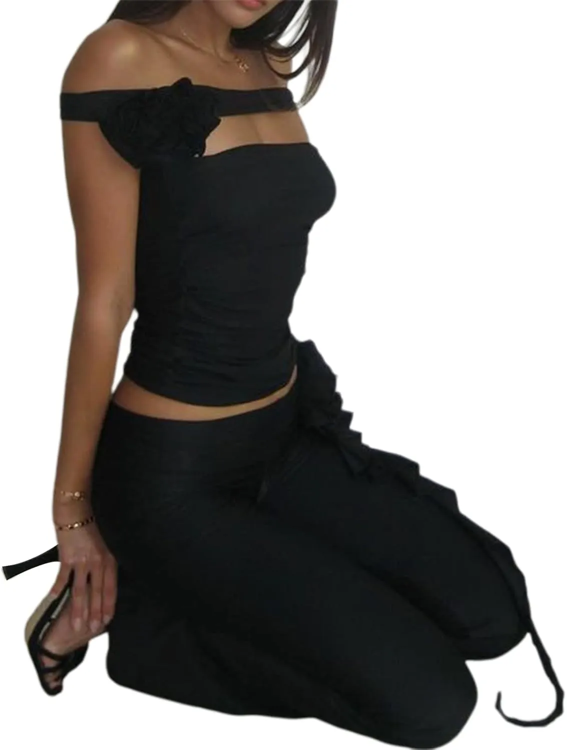 IMISSILLEB Women's Strapless Crop Tops Y2k Sexy Backless Bandeau Tube Top Vest Vintage Camisole Tank Tops Shirt Streetwear