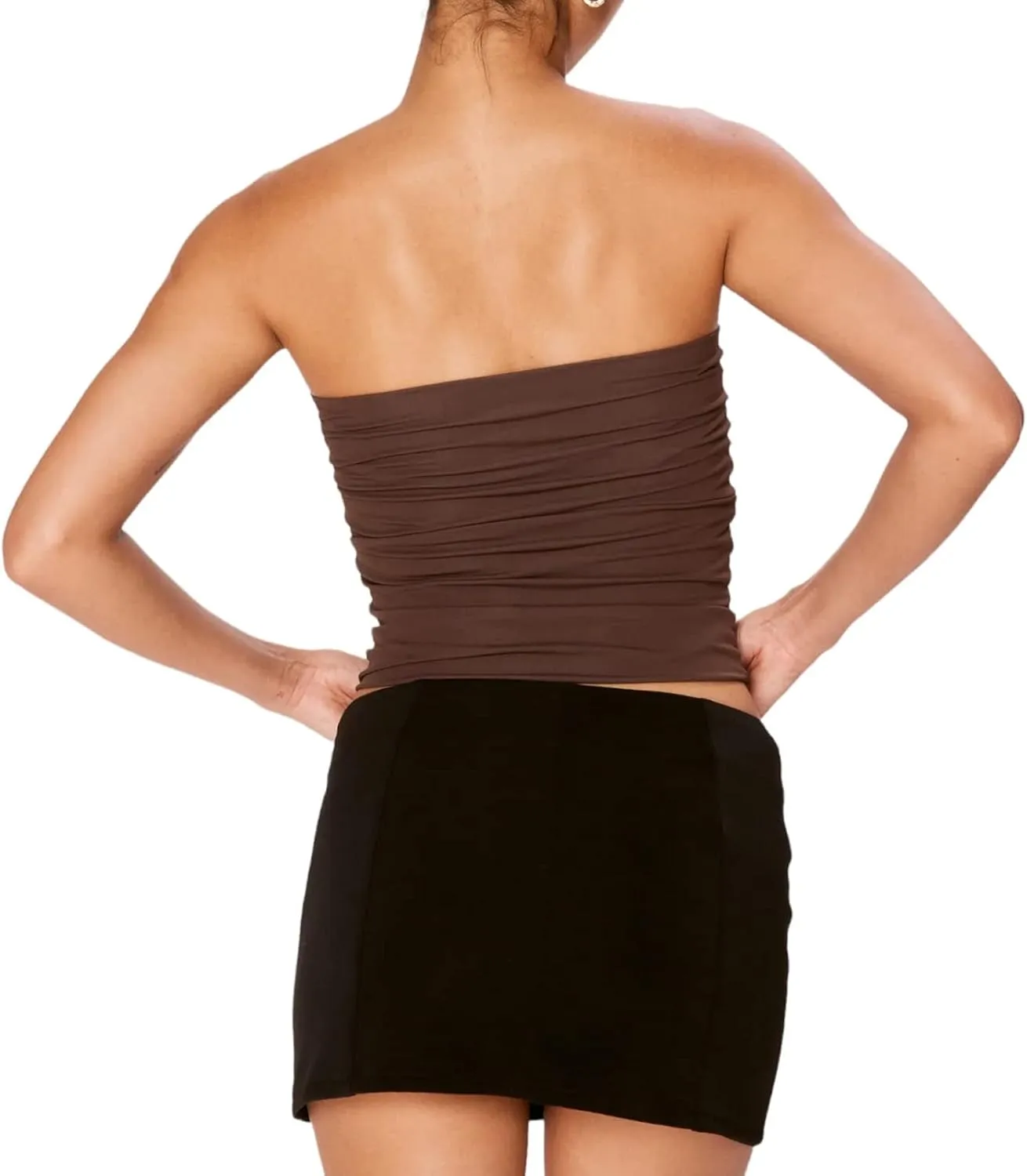 IMISSILLEB Women's Strapless Crop Tops Y2k Sexy Backless Bandeau Tube Top Vest Vintage Camisole Tank Tops Shirt Streetwear