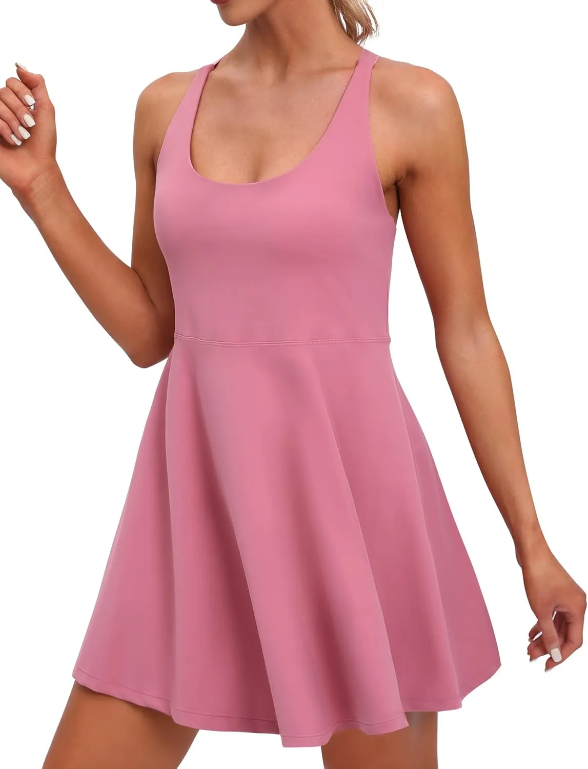 IUGA Womens Tennis Dress Built in Shorts & Bra Adjustable Straps Exercise Workout Dress with Pockets Golf Athletic Dresses