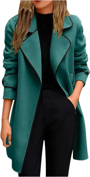 JEGULV Amazon Deals for March Women's Trench Coats Casual Notch Lapel Double Breasted Wool Blend Mid Long Pea Coats Fashion Elegant Winter Jacket Prime Big Deal Days 2025